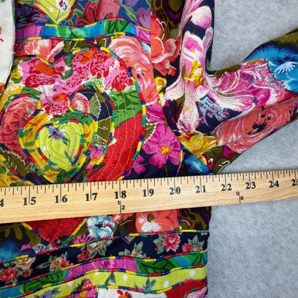 Sandy Starkman Art Jacket M Quilted Patchwork Hearts Floral Rayon Boho VTG - Picture 8 of 16